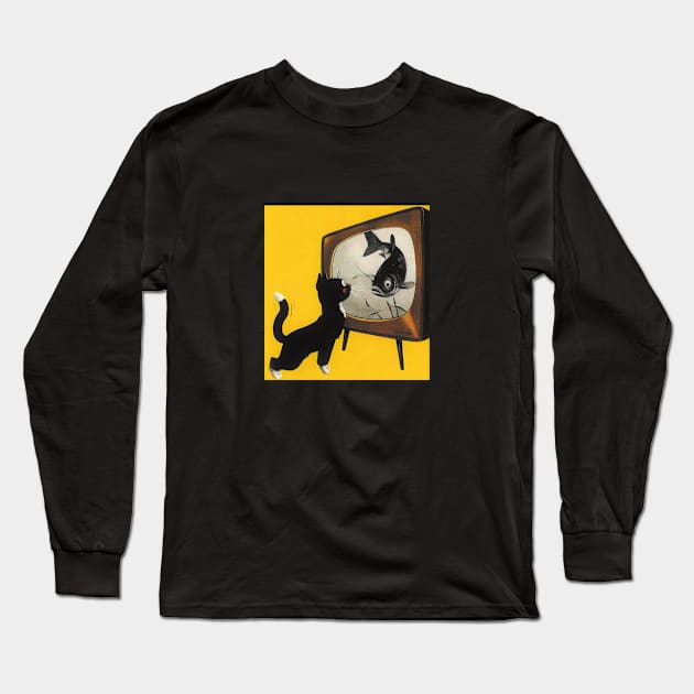 Cat watching TV Long Sleeve T-Shirt by Tom Tom + Co